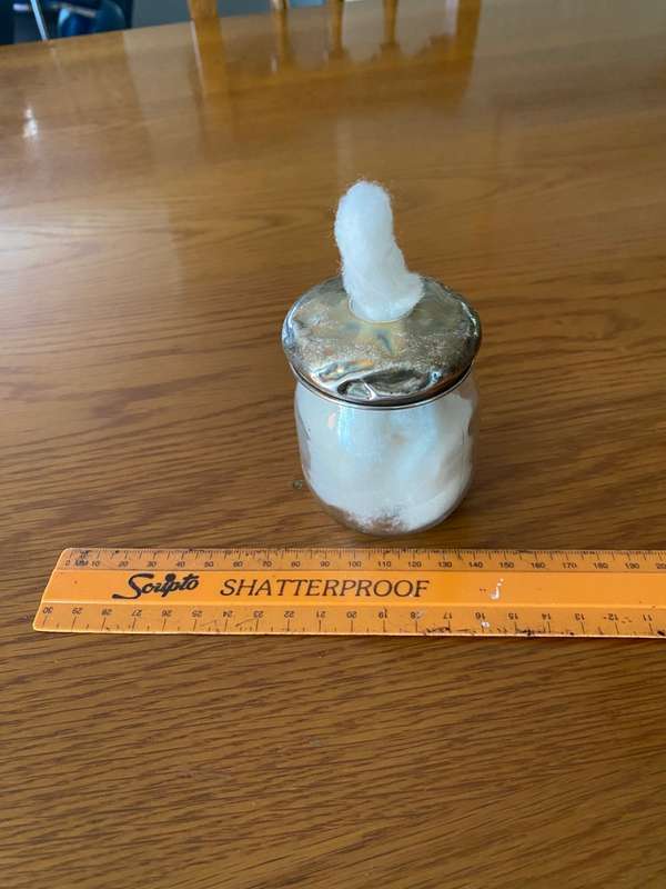 Solid Silver vanity jar lid and bottle